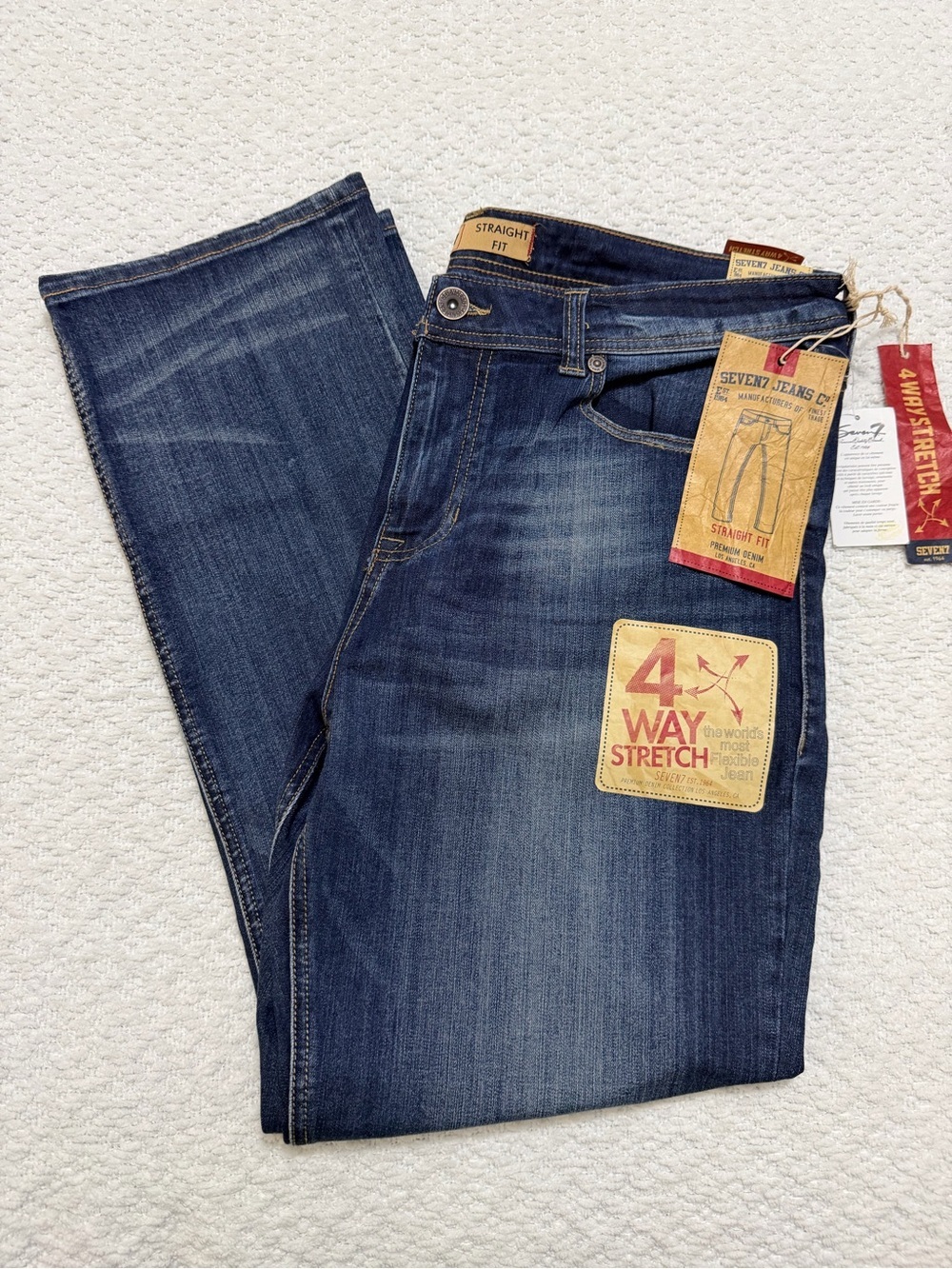 Seven7 Jeans Straight Fit Blue 4 Way Stretch Jeans Men’s Size 36W X 30L NWT